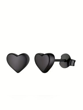 Black Titanium Steel Heart Stud Earrings